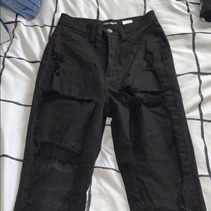Fashion Nova Black Skinny Jeans Rips Stretchy